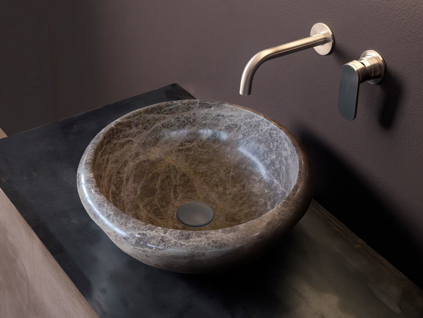 TCSC | Emperador Brown Natural Stone Marble Drop-in or Above Vanity Bathroom Vessel Sink