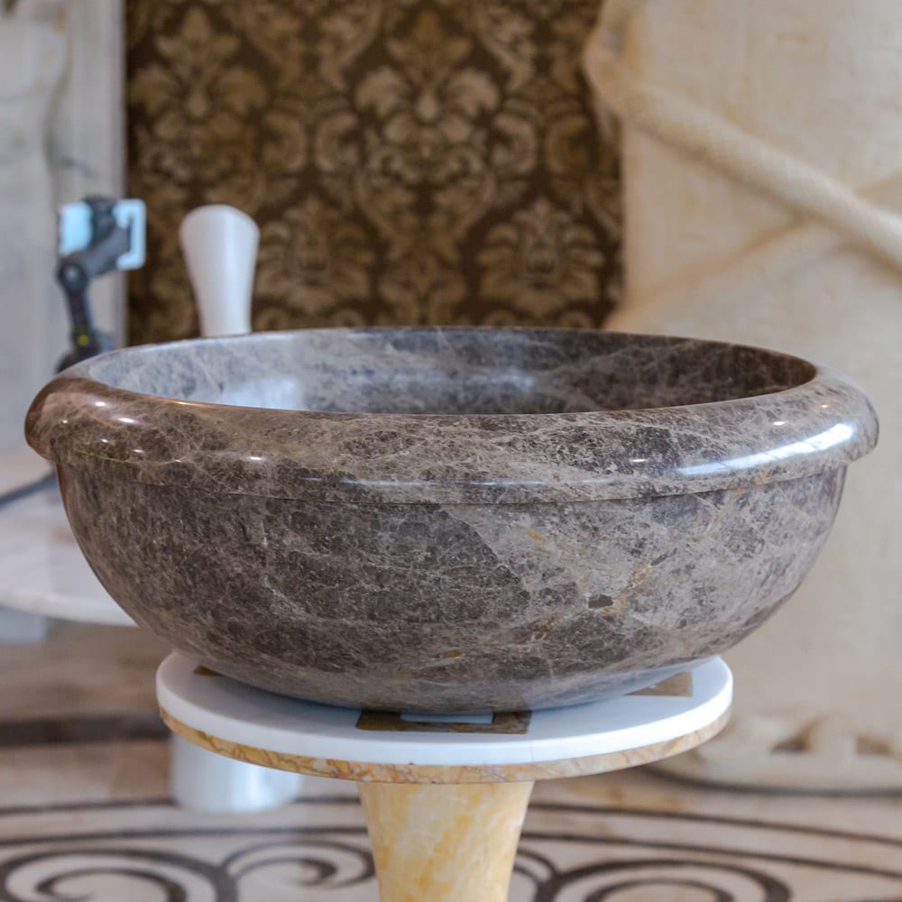 TCSC | Emperador Brown Natural Stone Marble Drop-in or Above Vanity Bathroom Vessel Sink