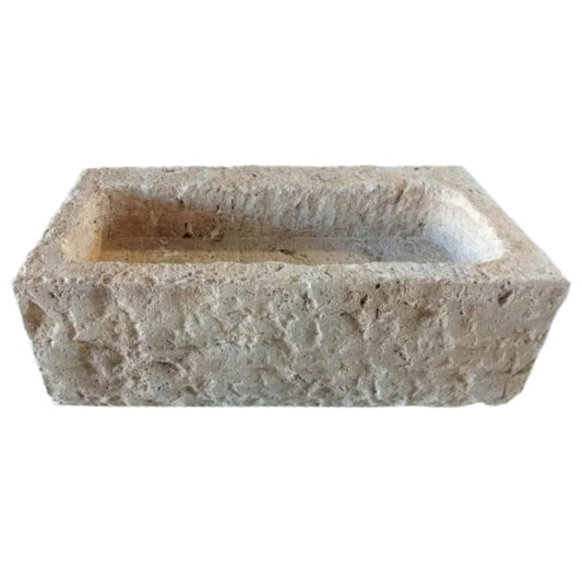 TCSC | Ephesus Light Travertine Rustic Old-world Look Wall-mount Outdoor Sink (W)18" (L)28" (H)8"