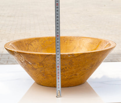 TCSC | Golden Sienna Travertine V-Shape Tapered Above Vanity Bathroom Sink Polished