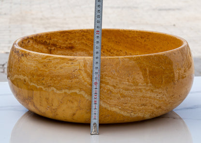 TCSC | Golden Sienna Travertine Natural Stone Bathroom Above Vanity Vessel Sink