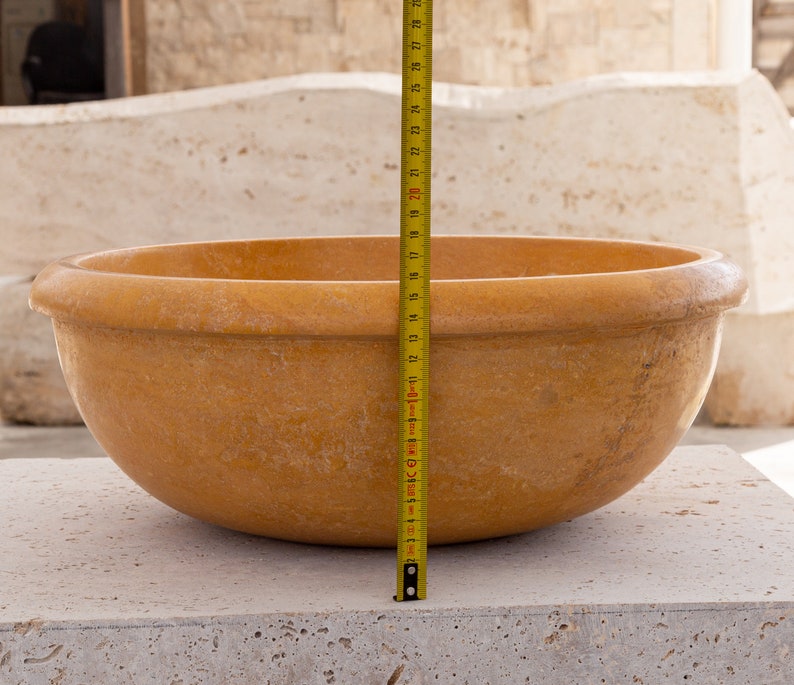 Golden Sienna Natural Stone Travertine Drop-in or Above Vanity Bathroom Vessel Sink