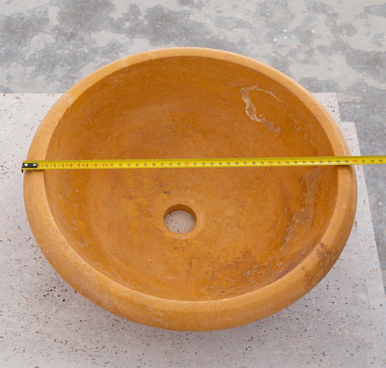 Golden Sienna Natural Stone Travertine Drop-in or Above Vanity Bathroom Vessel Sink