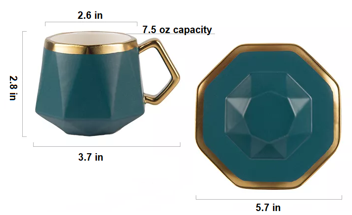 Destro Coffee Set with Saucer Plate and Spoon