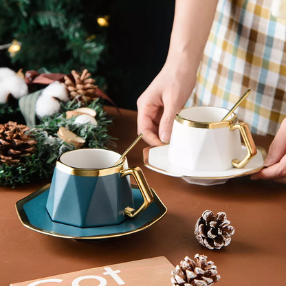 Destro Coffee Set with Saucer Plate and Spoon