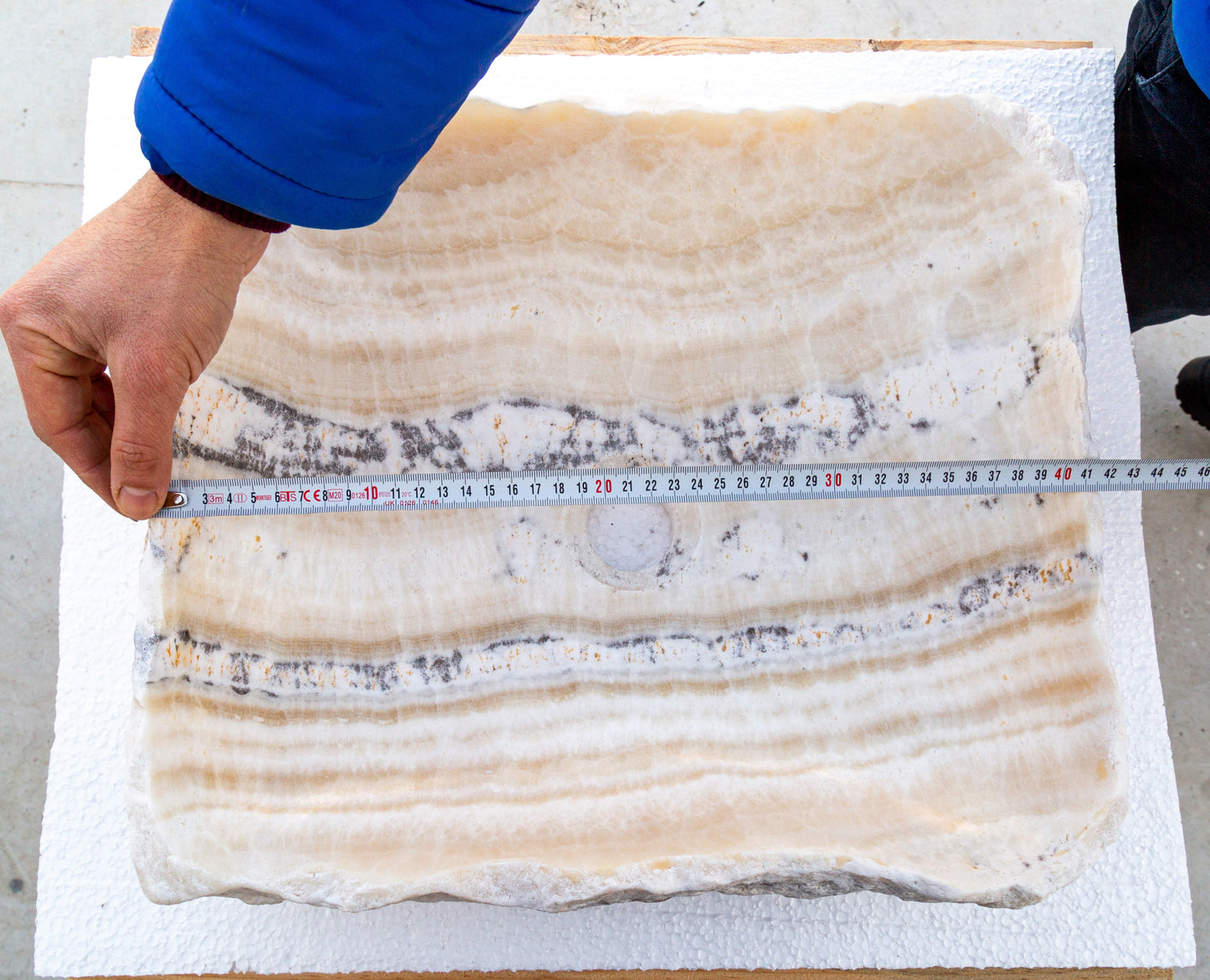 TCSC | Honey Onyx Rectangular Above Vanity Bathroom Sink Polished Interior Hand-chiseled Exterior