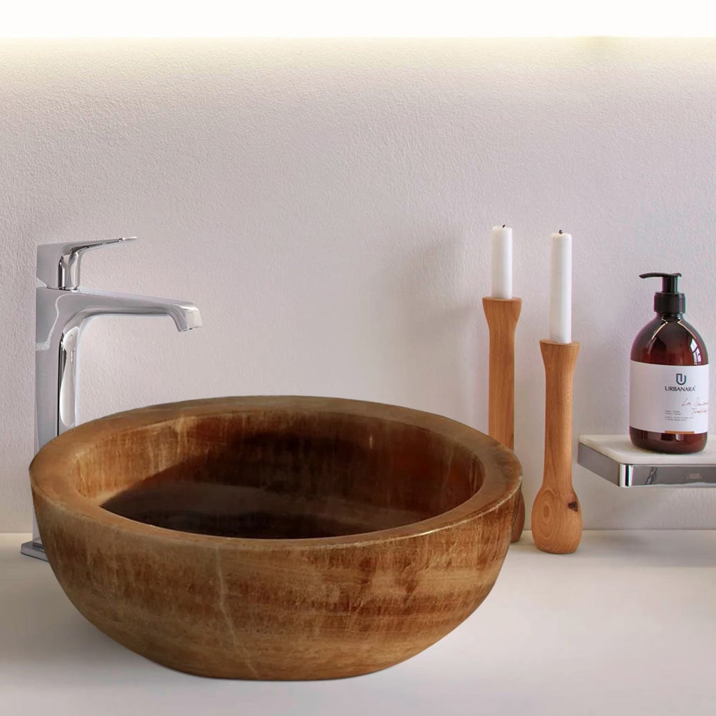 TCSC | Honey Onyx Translucent Natural Stone Above Vanity Bathroom Vessel Sink