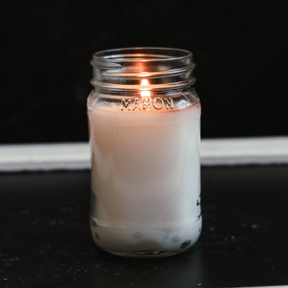 13 oz Clear Mason Jar Soy Candle - Beach Linen