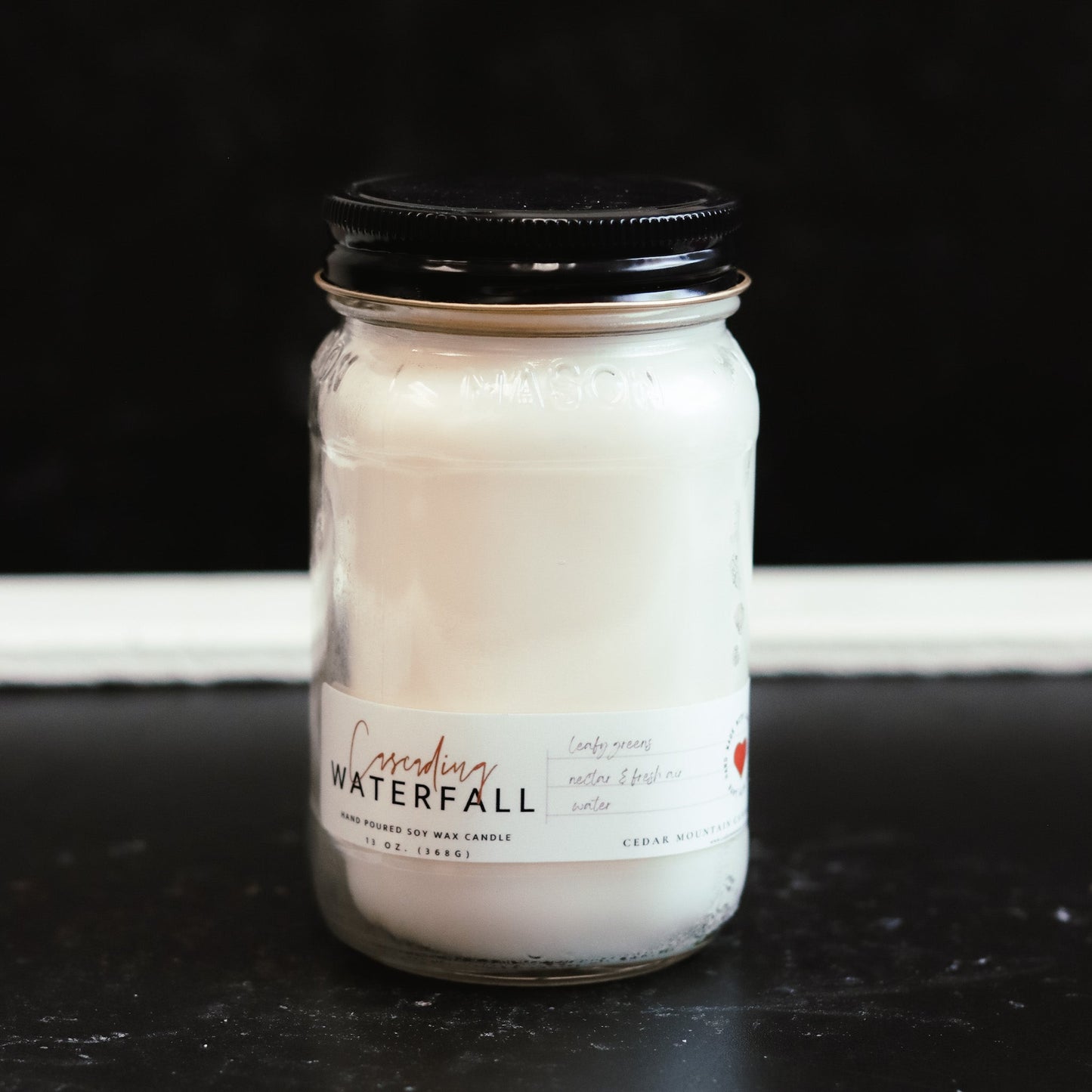 13 oz Clear Mason Jar Soy Candle - Cascading Waterfall