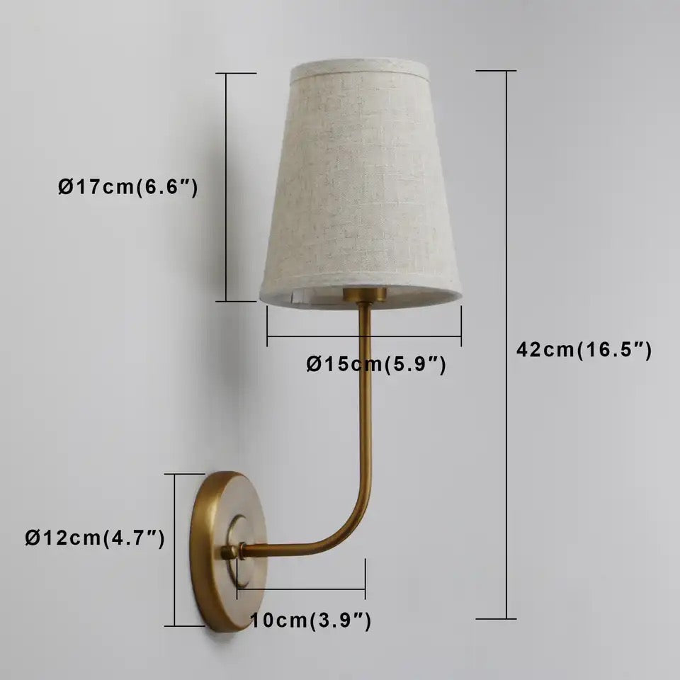 Country Industrial Wall Lamps with Flared Linen Shades