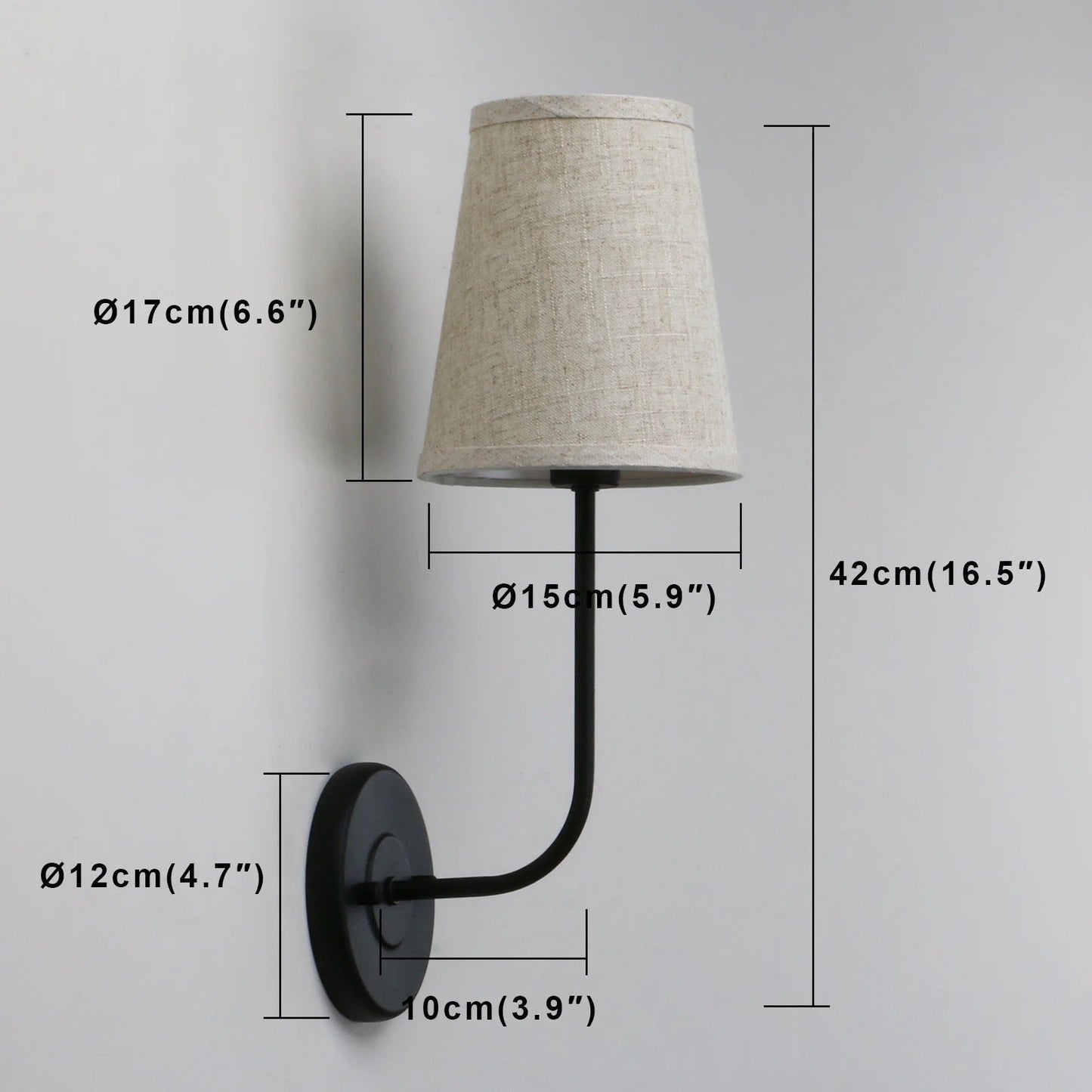 Country Industrial Wall Lamps with Flared Linen Shades