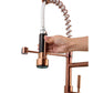 Rose Gold High Arc brass Kitchen Sink Faucet Pull Down Spray with lock ring and deck plate