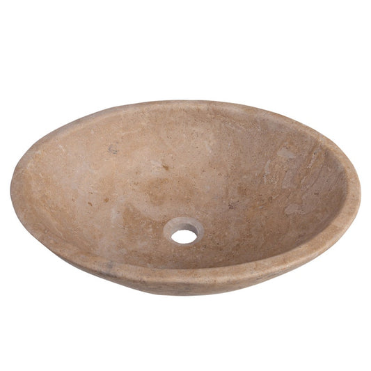 TCSC | Karina Walnut Travertine Natural Stone Oval Shape Above Vanity Bathroom Vessel Sink