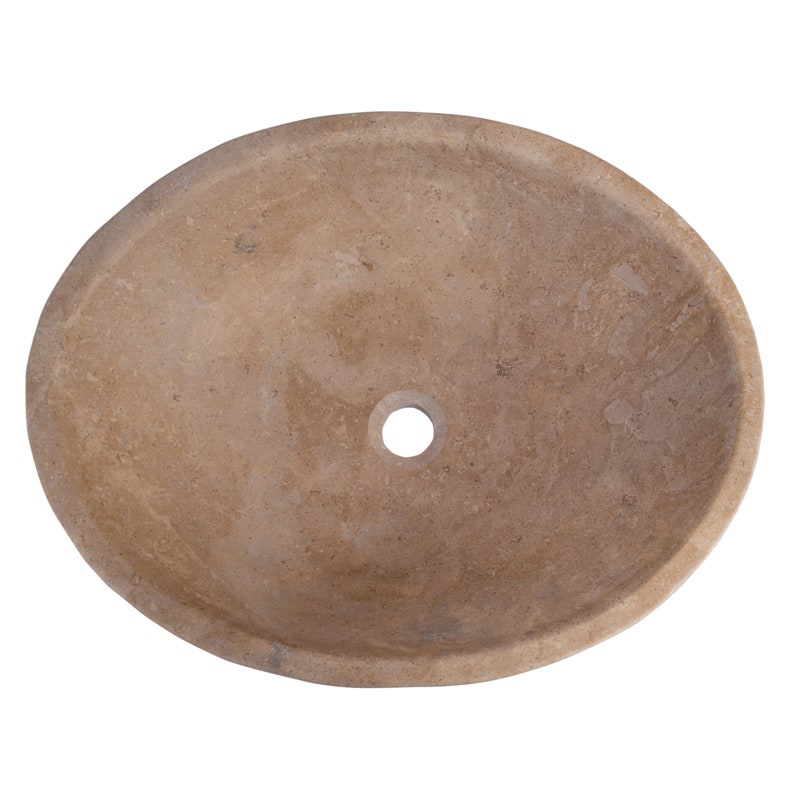 TCSC | Karina Walnut Travertine Natural Stone Oval Shape Above Vanity Bathroom Vessel Sink