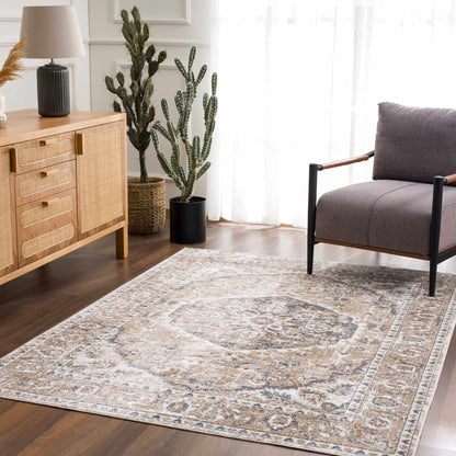 Beige Hiti Washable Area Rug.