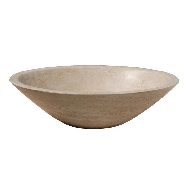 TCSC | Light Beige Travertine Natural Stone Oval Above Vanity Bathroom Vessel Sink Polished