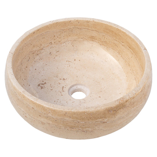 TCSC | Light Beige Travertine Natural Stone Above Vanity Bathroom Vessel Sink Polished