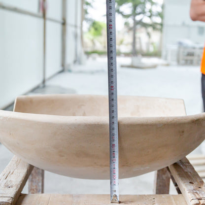 TCSC | Light Travertine Natural Stone Special Shape Above Vanity Bathroom Sink Honed