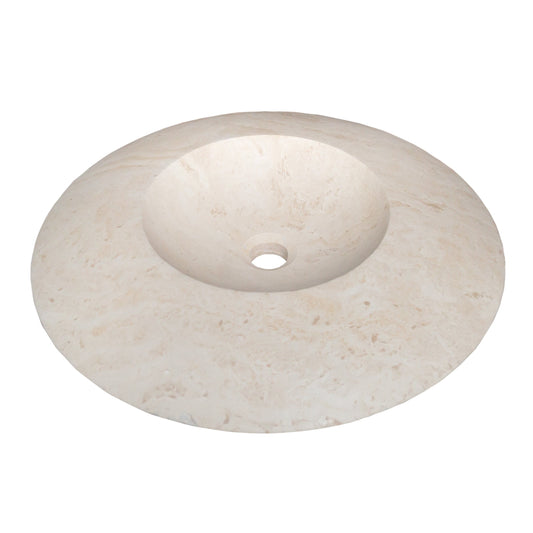 TCSC | Light Travertine Natural Stone UFO Shape Above Vanity Bathroom Sink Honed