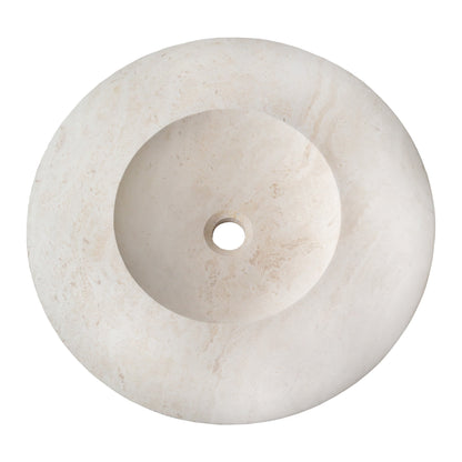 TCSC | Light Travertine Natural Stone UFO Shape Above Vanity Bathroom Sink Honed