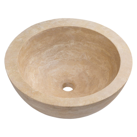 TCSC | Light Beige Travertine Sloped Above Vanity Bathroom Vessel Sink Honed