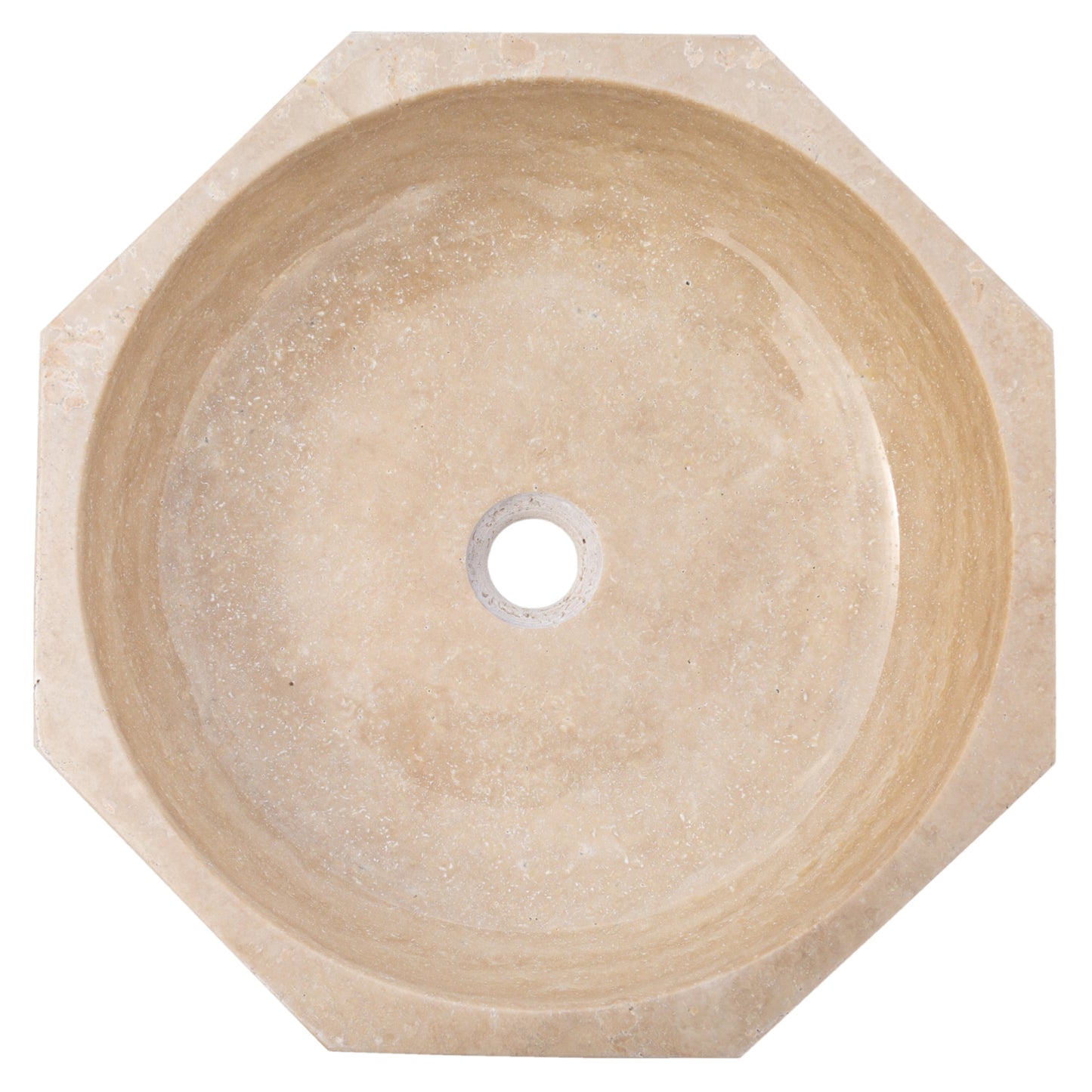 TCSC | Light Beige Travertine Octagon Above Vanity Bathroom Vessel Sink Polished