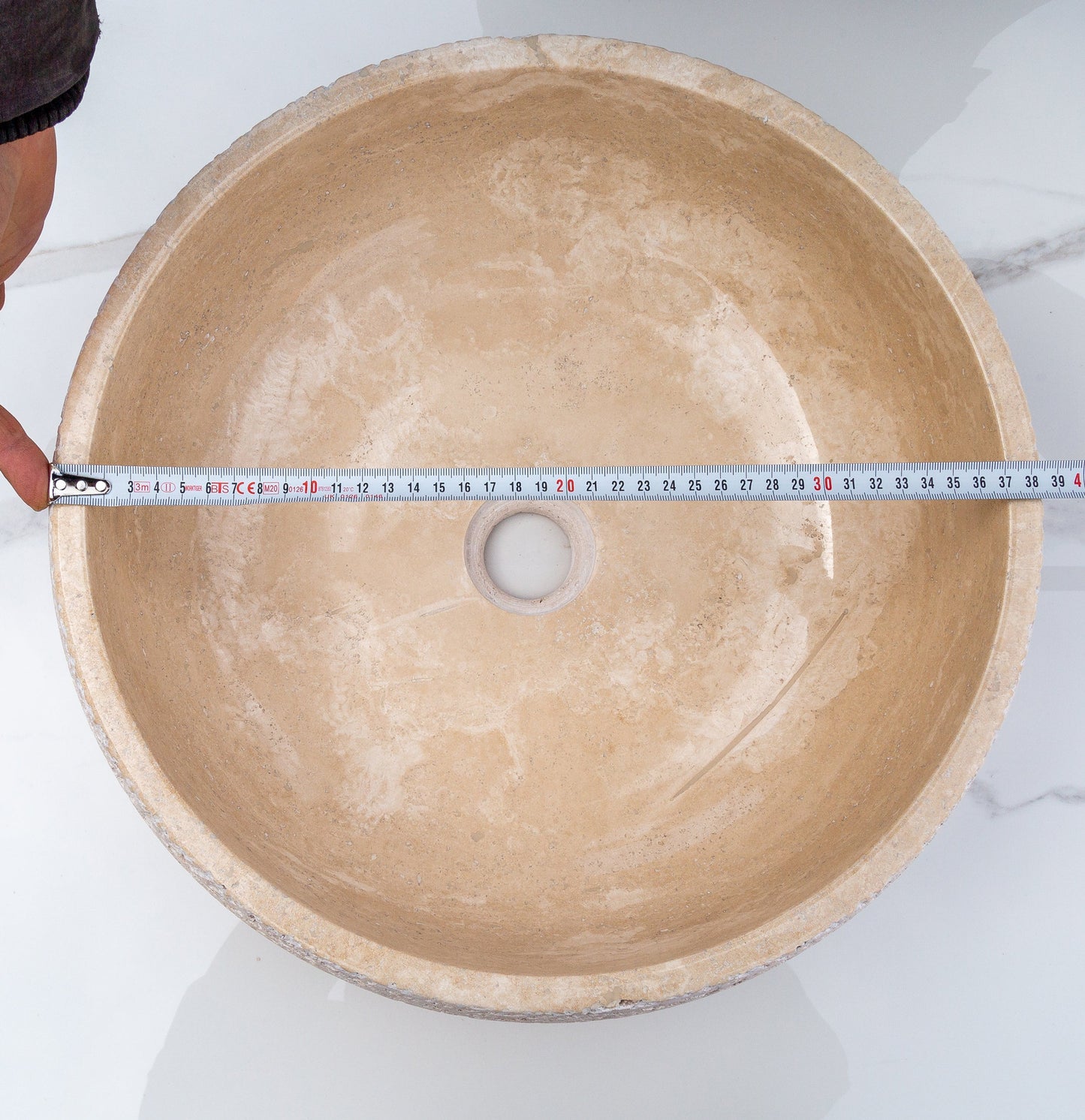 TCSC | Light Beige Travertine Above Vanity Bathroom Sink Rustic Outside (D)16" (H)6"