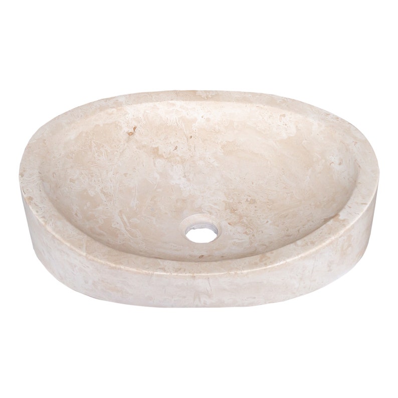 Light Travertine Natural Stone Designer Above Vanity Bathroom Vessel Sink Honed