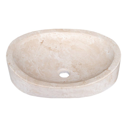 TCSC | Light Travertine Natural Stone Designer Above Vanity Bathroom Vessel Sink Honed