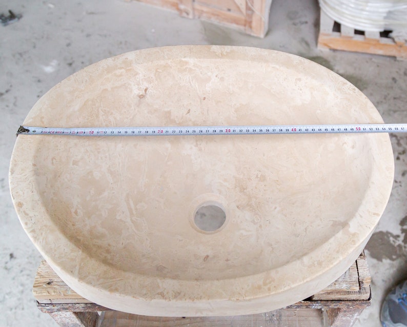 Light Travertine Natural Stone Designer Above Vanity Bathroom Vessel Sink Honed