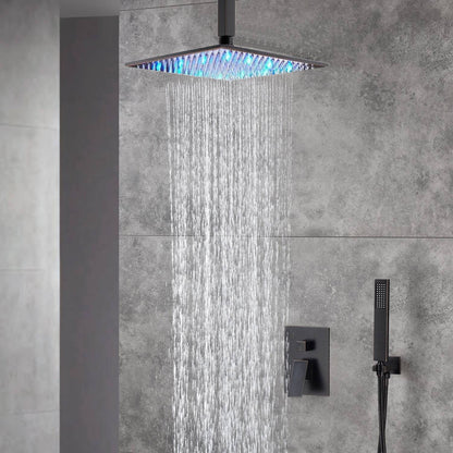 12 Inch or 16 Inch Ceiling Mount Oil Rubbed Bronze Shower System - Options for LED or Non-LED Light