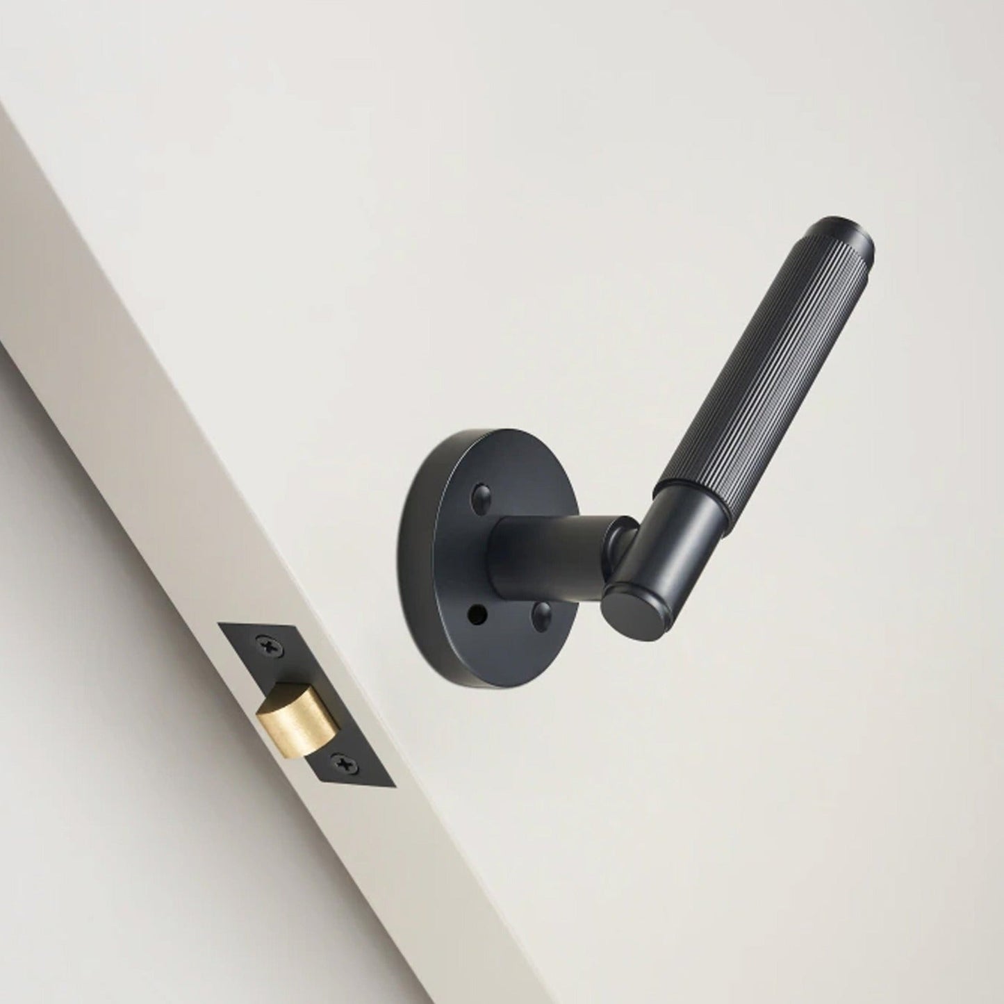 Striped Matte Black Interior Door Lever