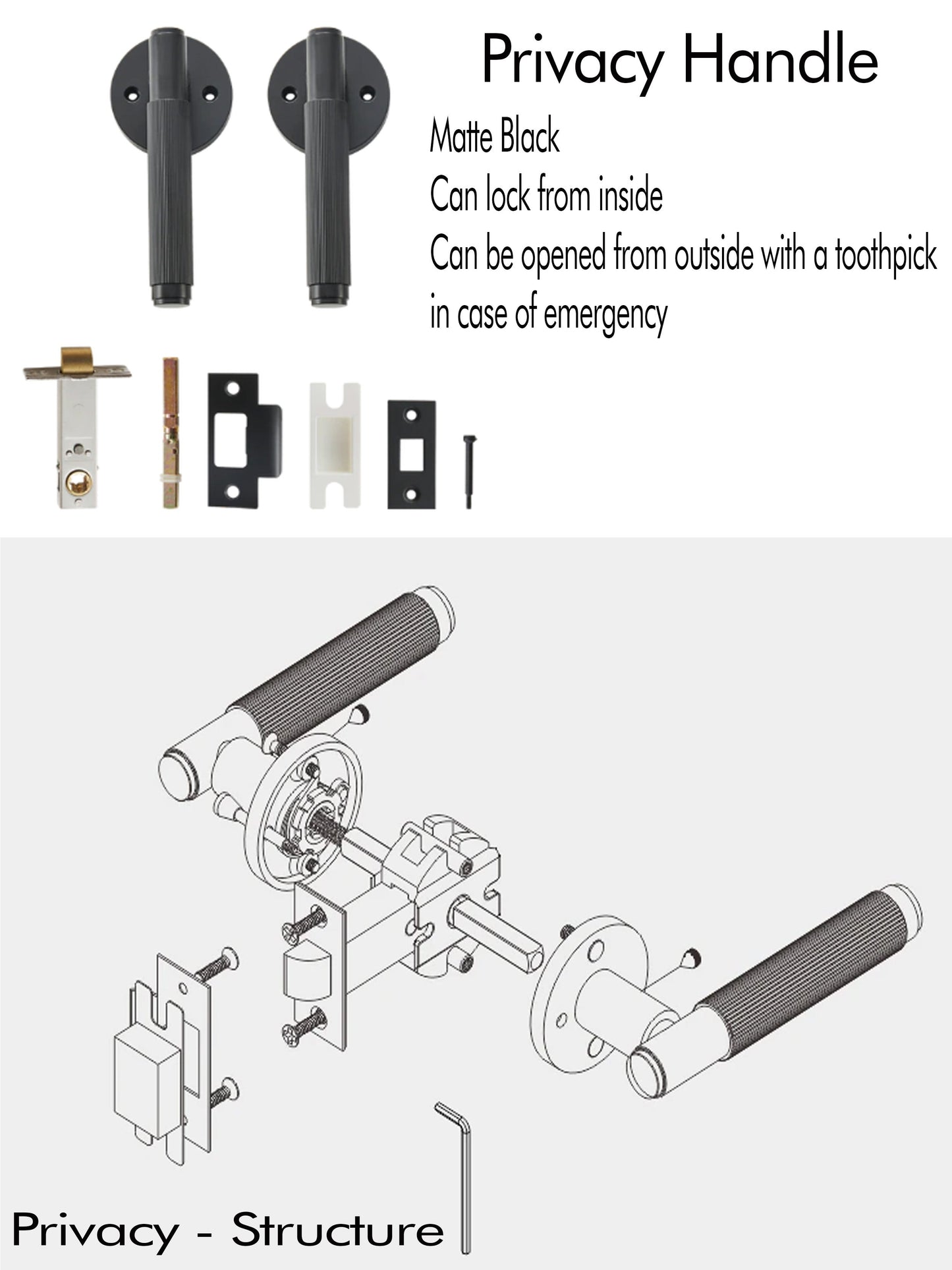 Striped Matte Brass Interior Door Lever