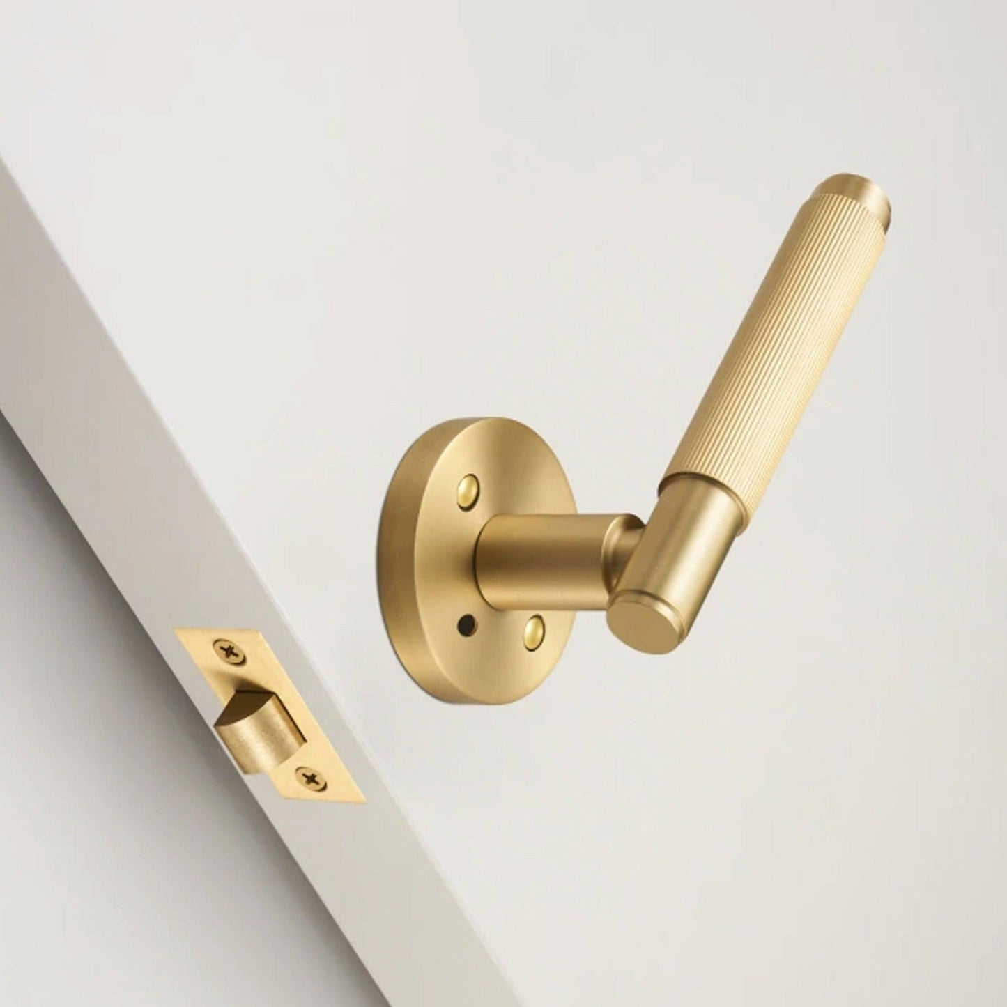 Striped Matte Brass Interior Door Lever