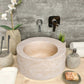 Natural Stone Light Beige Travertine Misaligned Designer Above Counter Bathroom Sink