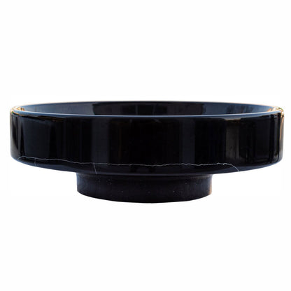 TCSC | Toros Black Marble Above Vanity Designer Bathroom Sink Middle Drain Cap (D)16" (H)6"