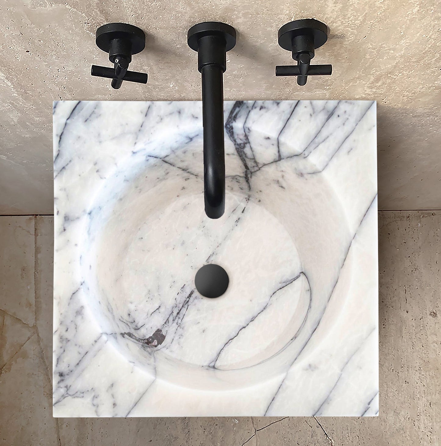 Natural Stone New York White Marble Stand-alone Pedestal Cone Shaped Bathroom Sink