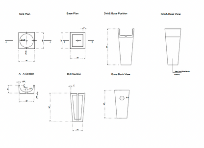 TCSC | Natural Stone New York White Marble Stand-alone Pedestal Cone Shaped Bathroom Sink