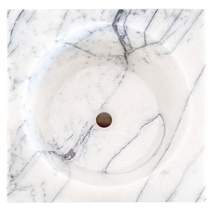 TCSC | Natural Stone New York White Marble Stand-alone Pedestal Cone Shaped Bathroom Sink