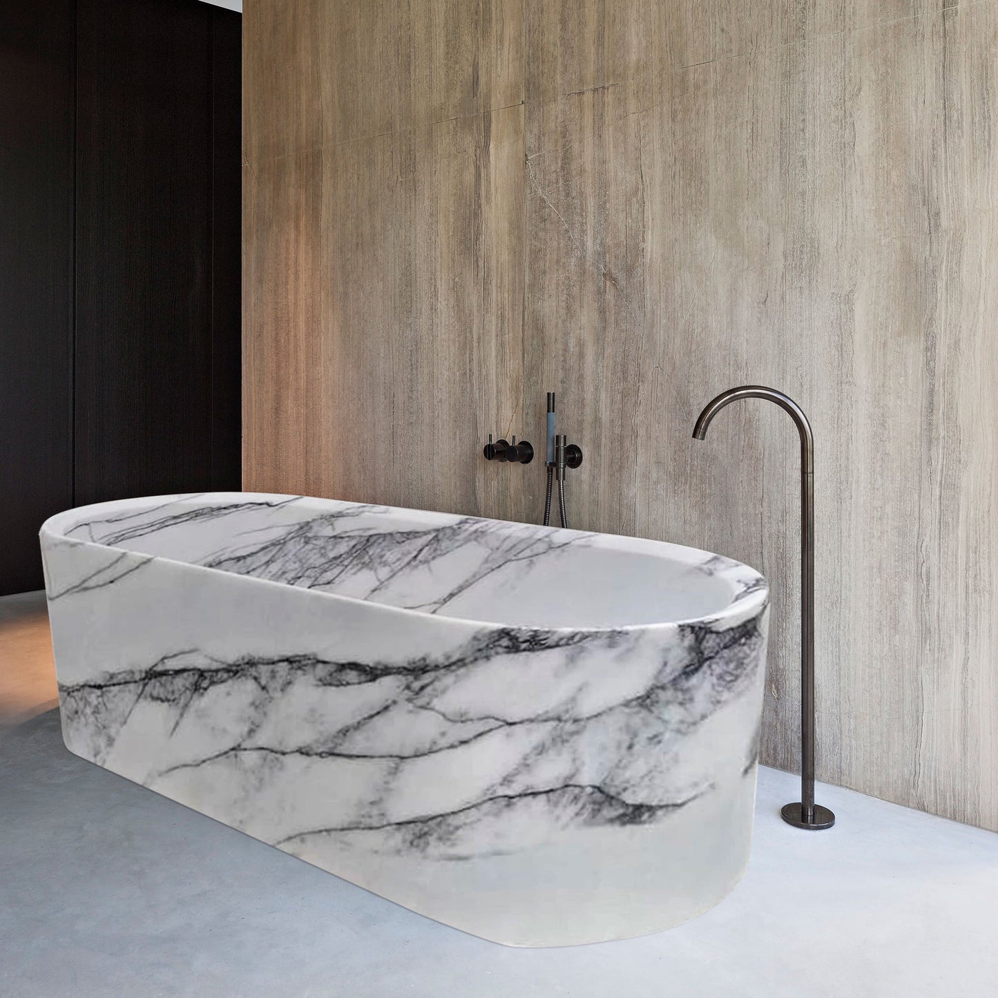 TCSC | New York Marble Bathtub Hand-carved from Solid Marble Block (W)32" (L)73" (H)24"