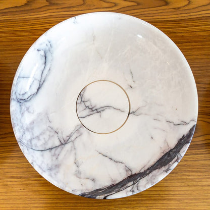 TCSC | New York Marble Natural Stone Round Above Vanity Bathroom Sink Polished (D)15.5" (H)4.5"