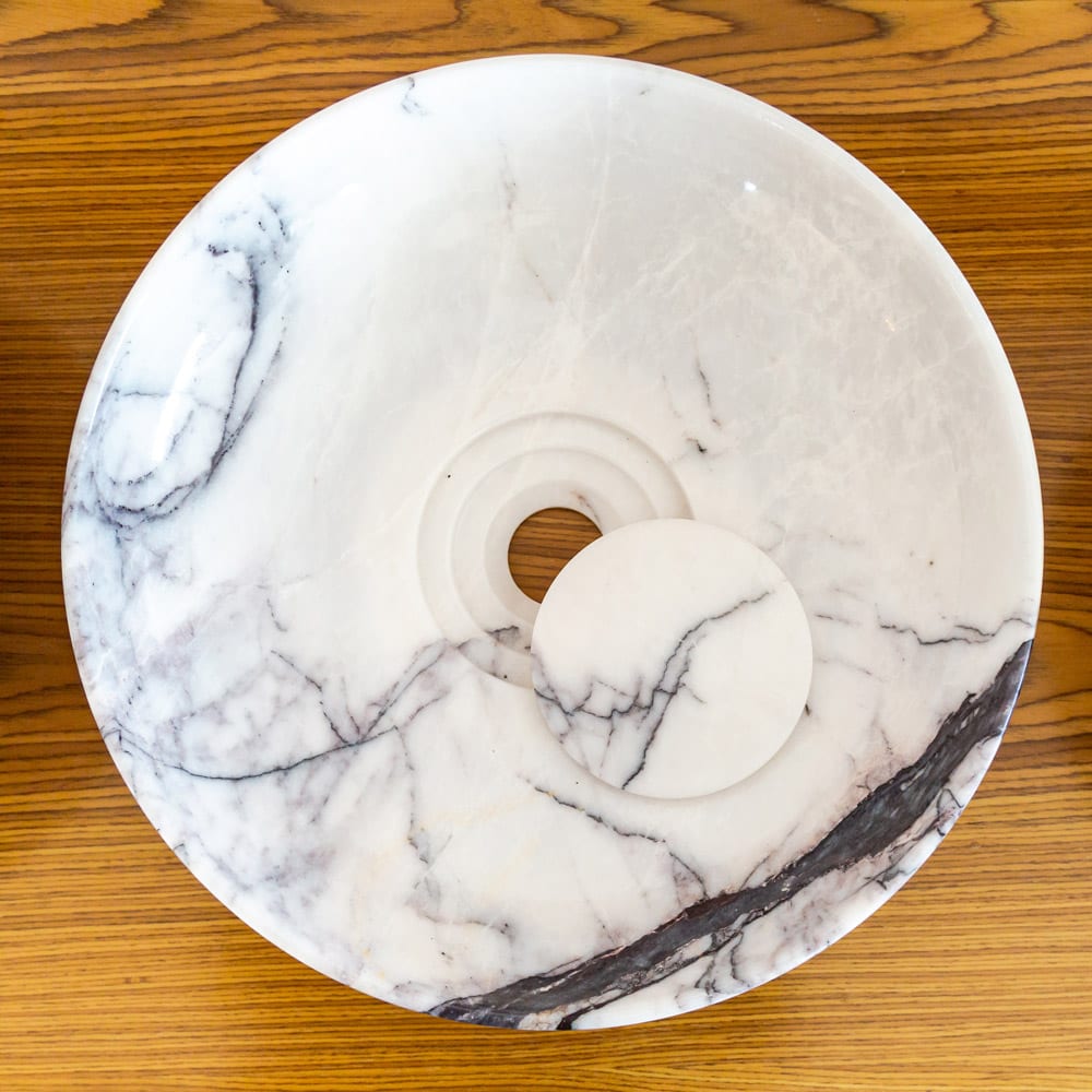 New York Marble Natural Stone Round Above Vanity Bathroom Sink Polished (D)15.5" (H)4.5"