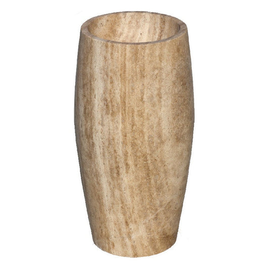 TCSC | Walnut Travertine Pedestal Stand-alone Sink Curved Honed (W)16" (L)19.5" (H)33.5"