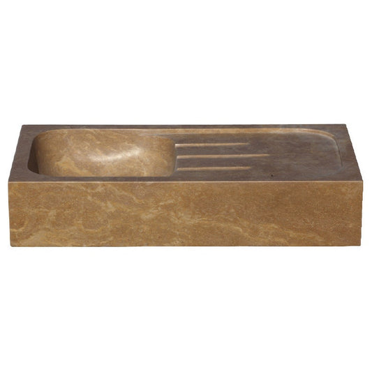 TCSC | Noce Brown Travertine Rectangular Farmhouse Sink Honed and Filled (W)18" (L)36" (H)7"