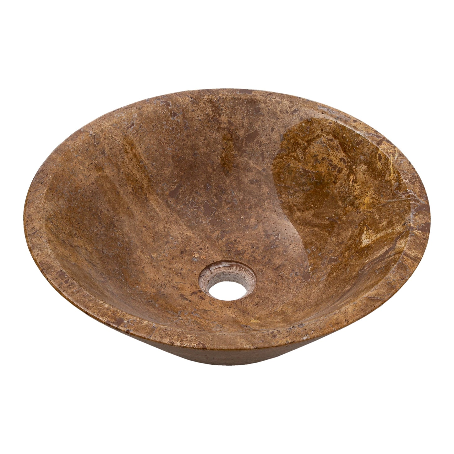 TCSC | Noce Brown Travertine Powder Room Above Vanity V-Shape Tapered Sink (D)16" (H)6"