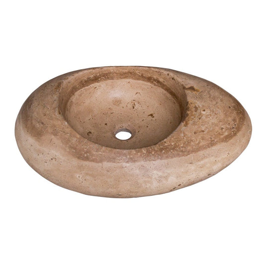 TCSC | Noce Travertine Natural Stone Kayak Design Above Vanity Bathroom Vessel Sink (W)16" (L)23" (H)6" (Copy)