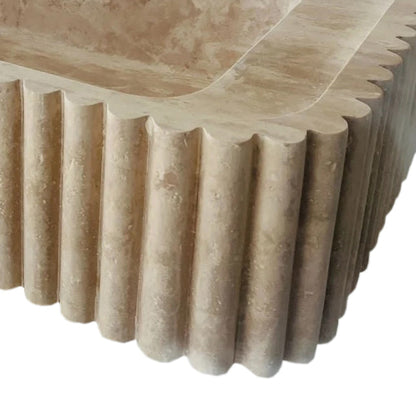 TCSC | Oasis Beige Travertine Wall-mount Bathroom Vanity Sink Fluted (W)16" (L)36" (H)6"