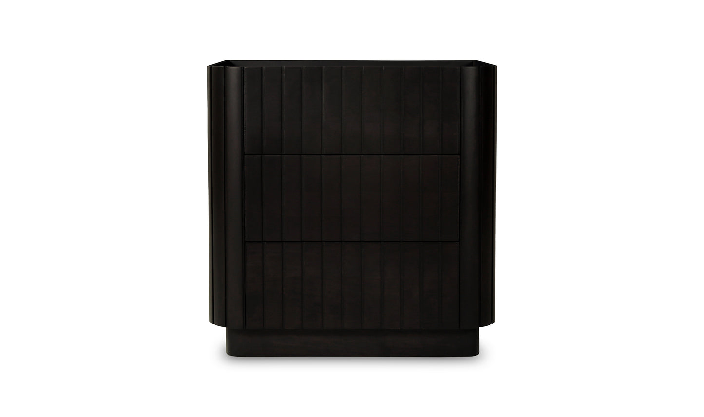 POVERA 3 DRAWER NIGHTSTAND BLACK