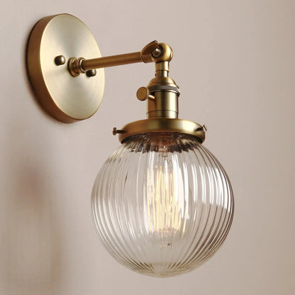 Modern Industrial Ribbed Globe Wall Lights