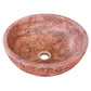 Red Travertine Natural Stone Round Above Vanity Bathroom Sink Honed/Matte (D)16" (H)6"